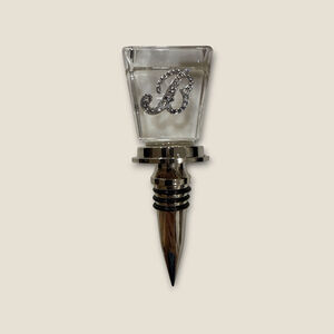 Rhinestone Letter B Clear Acrylic Wine Bottle Stopper
